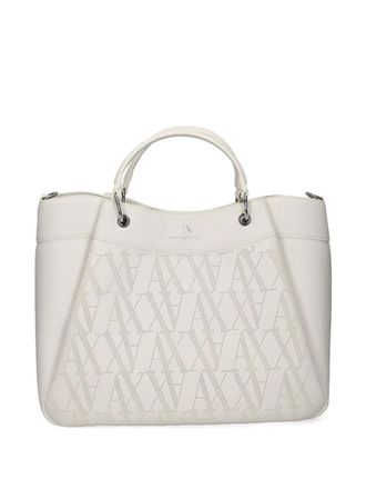 A|X Armani Exchange monogram-pattern tote bag - White