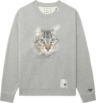 Miharayasuhiro Sweater met ronde hals en kattenprint - Grijs