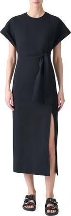 Akris Dot Cutout Back Dolman Sleeve Midi Dress in Black at Nordstrom, Size 10