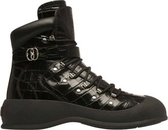 Bally Mens Clyff Crocodile Embossed Leather Boots In Black