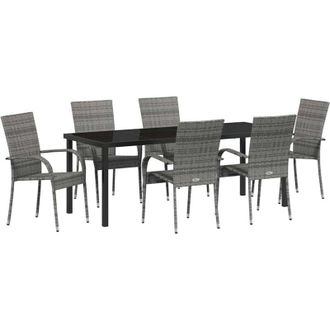 vidaXL Conjunto De Comedor De Jard&iacute;n 7 Pcs Gris Vidaxl