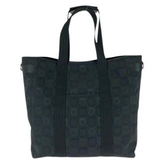 Ferragamo Pre-owned Canvas Leather Tote Bag - Dames - Pre-owned - Blauw - Maat: ONE Size Leer