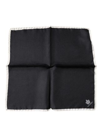 Dolce & Gabbana Mens Black Crown Logo Square Handkerchief Scarf Silk