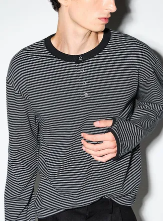 Le 31 Mens Dual-stripe Henley Shirt T-shirt Imported from Seoul