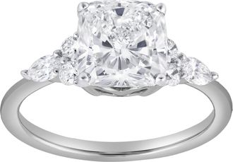 LuvMyJewelry Charlotte 14K Gold 2.8 Ct Cushion Lab Grown Diamond Engagement Ring