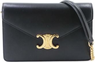 Celine Black Leather Chain/Shoulder Wallet (Pre-Owned)