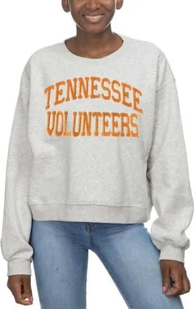 ZooZatZ Womens ZooZatz Oatmeal Tennessee Volunteers Core Chenille Cropped Pullover Sweatshirt at Nordstrom, Size X-Large