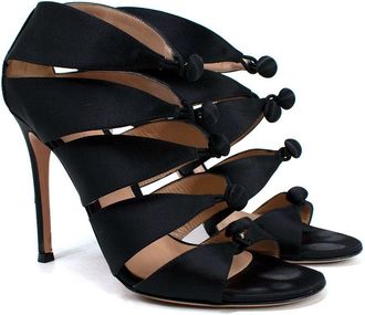 Gianvito Rossi Black Satin Buttoned Heels Size 36