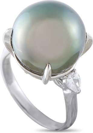 Luxury Bazaar Platinum 0.41ct Diamond and Pearl Ring MF29-052126