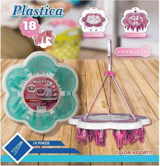 Trade Shop Tendedero De Pl&aacute;stico 18 Pinzas Tendedero En Forma De Flor 38302