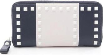 Valentino Pre-owned Rockstud Leather Long Wallet - Dames - Vintage Accessoires - Blauw - ONE Size - Leer - Vintage