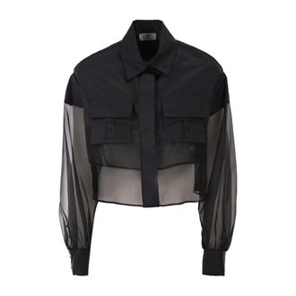 Elisabetta Franchi Dames, Blouses & Shirts, Zwart, Maat: M Katoen