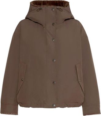 Max Mara Jassen, Dames, Bruin, XS, Water-repellent Canvas Jacket