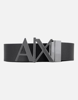 A|X Armani Exchange Mens AX Buckle Reversible Black/Brown Leather Belt