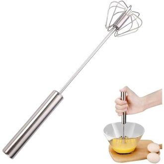 Elle Batidora De Huevos Semiautom&aacute;tica De Acero Inoxidable, 35 X 7 Cm, Batidora De Huevos Giratoria Semiautom&aacute;tica, Utensilio De Cocina Para Mezclar