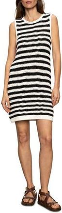 Sanctuary Summer Shell Knit Minidress in Chalk /Black Stripe at Nordstrom Rack, Size X-Large