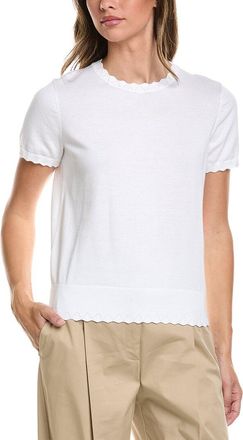 Brooks Brothers Scalloped Pointelle-Trim Sweater