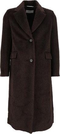 PESERICO Cappotto monopetto in lana e baby suri alpaca - - Coats - Donna - Marrone - M