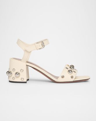 Valentino Garavani Nellcote Studded Ankle-Strap Leather Sandals