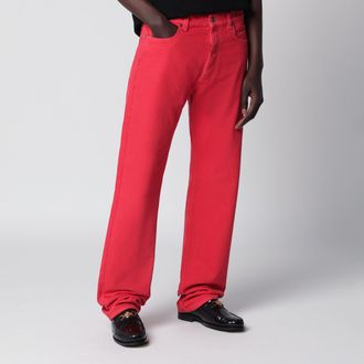 Versace Straight-leg cotton denim jeans in red