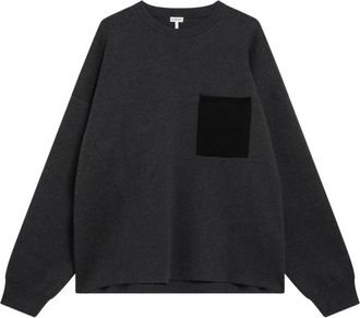 Loewe Anagram Pocket Sweater - Heren - Sweatshirts - Grijs - M - Katoen - Hoodies & sweatvesten