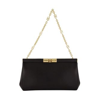 Dolce & Gabbana Elegante zwarte leren schoudertas - Dames - Schoudertassen - Zwart - ONE Size - Leer - Tassen