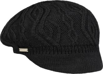 Seeberger Annelie Knit Newsboy Cap Women - Flat hat Peaked caps with Peak, Lining Winter Autumn-Winter - One Size Black