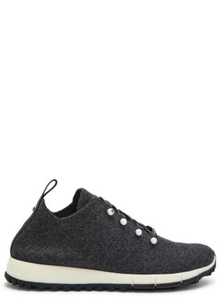 Jimmy Choo London Veles Cashmere-knit Sneakers - Black Other - 37 (IT37/ UK4)
