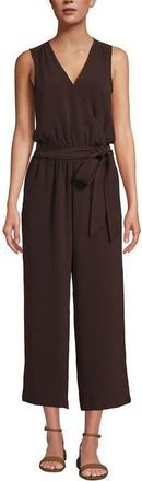 Lands End Sleeveless Creaseless Wrap Jumpsuit in Rich Seal Brown at Nordstrom, Size 16P
