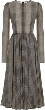 Dolce & Gabbana Grijze Geruite Jurk met Lange Mouwen - Dames - Casual kleedjes - Grijs - M - Kleedjes