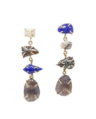 Melissa Joy Manning Lapis Opal Labradorite Jasper Earring In Blue