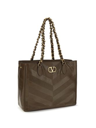 Valentino Garavani Laseine Chevron Shoulder Bag - Brown