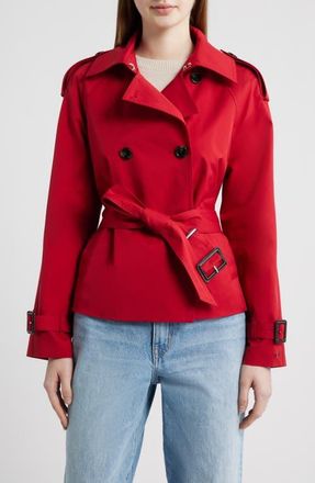 Tommy Hilfiger Belted Crop Trench Coat in Red at Nordstrom, Size X-Large