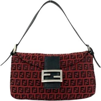 Fendi Pre-owned Borsa a Spalla Zucchino in Tela e Pelle - - Pre-owned - Donna - Rosso - ONE SIZE