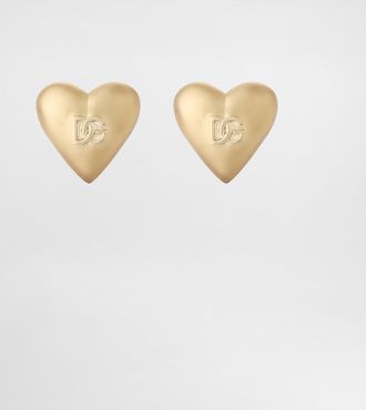 Dolce & Gabbana Clip-on Heart Earrings With Dg Logo - Woman Bijoux Gold Metal Onesize