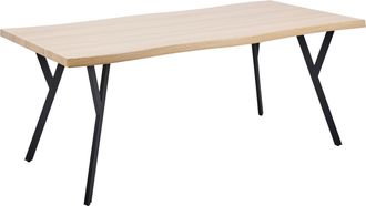Beliani Beliani - Mesa De Comedor Rectangular Moderna Tablero Mdf Patas Base De Acero 180 X 90 Cm Madera Clara Alton
