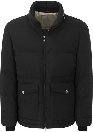 Brunello Cucinelli MenS Black Quilted Zip Front Jacket, Size L