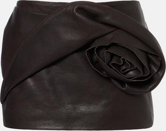 Magda Butrym Floral-appliqu&eacute; leather miniskirt