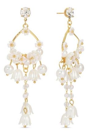 Eye Candy Los Angeles Lily Of The Valley Faux Pearl Drop Earrings in White at Nordstrom Rack