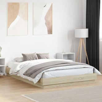 vidaXL Estructura De Cama Con Luces Led Roble Sonoma 120x200 Cm Vidaxl
