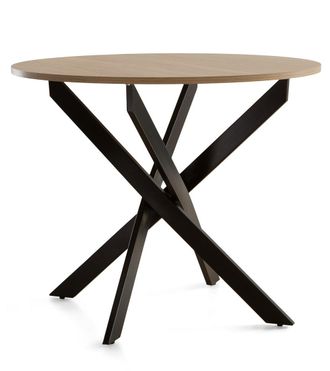 Home Heavenly Mesa redonda industrial &oslash;90 cm en color roble pata negra