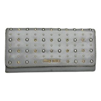 Miu Miu Pre-owned Lederen Portemonnee - Dames - Vintage Accessoires - Grijs - ONE Size - Leer - Vintage