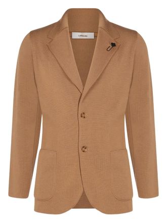 Lardini flower-embellished two-buttons blazer - men - Wool - M - Brown