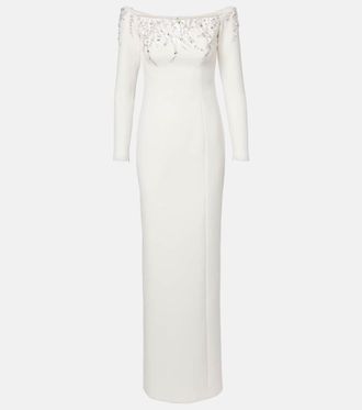 SAFiYAA Bridal Gioia embellished cr&ecirc;pe gown