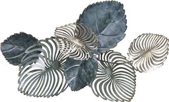 Beliani Beliani - Decoraci&oacute;n De Pared De Metal Dorado Verde Azulado 88 X 55 Cm Hojas Arte Moderno Ex&oacute;tico Boho Magnesium