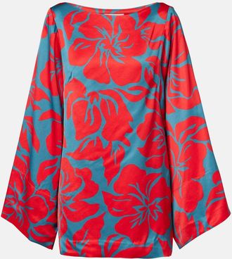 Dries Van Noten Top Charli in raso con stampa