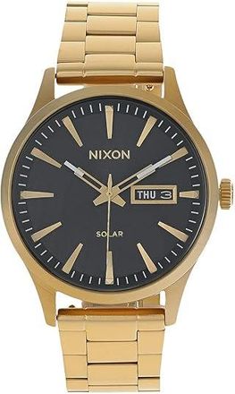 Nixon Sentry Solar Stainless Steel Mens Watches All Gold/Black