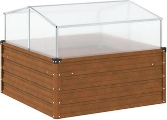 vidaXL Garden Planter with Green House Weathering Steel Vidaxl