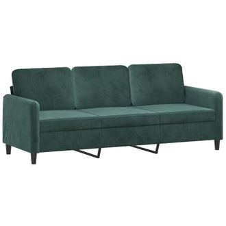 vidaXL Sof&aacute; De 3 Plazas Terciopelo Verde Oscuro 180 Cm Vidaxl