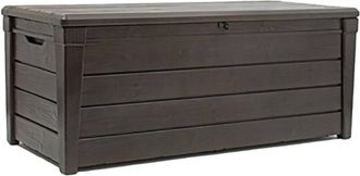 Dmora Dmora - Ba&uacute;l De Almacenamiento Exterior Wawa, Cofre De Jard&iacute;n, Banco Con Almacenaje, Arc&oacute;n Para Exteriores, 145x70 H60 Cm, Marr&oacute;n